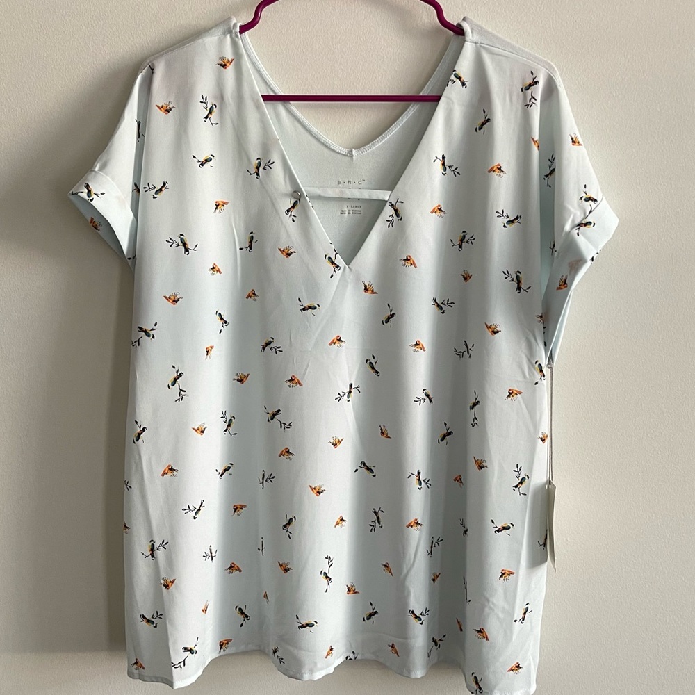 Light blue v neck blouse